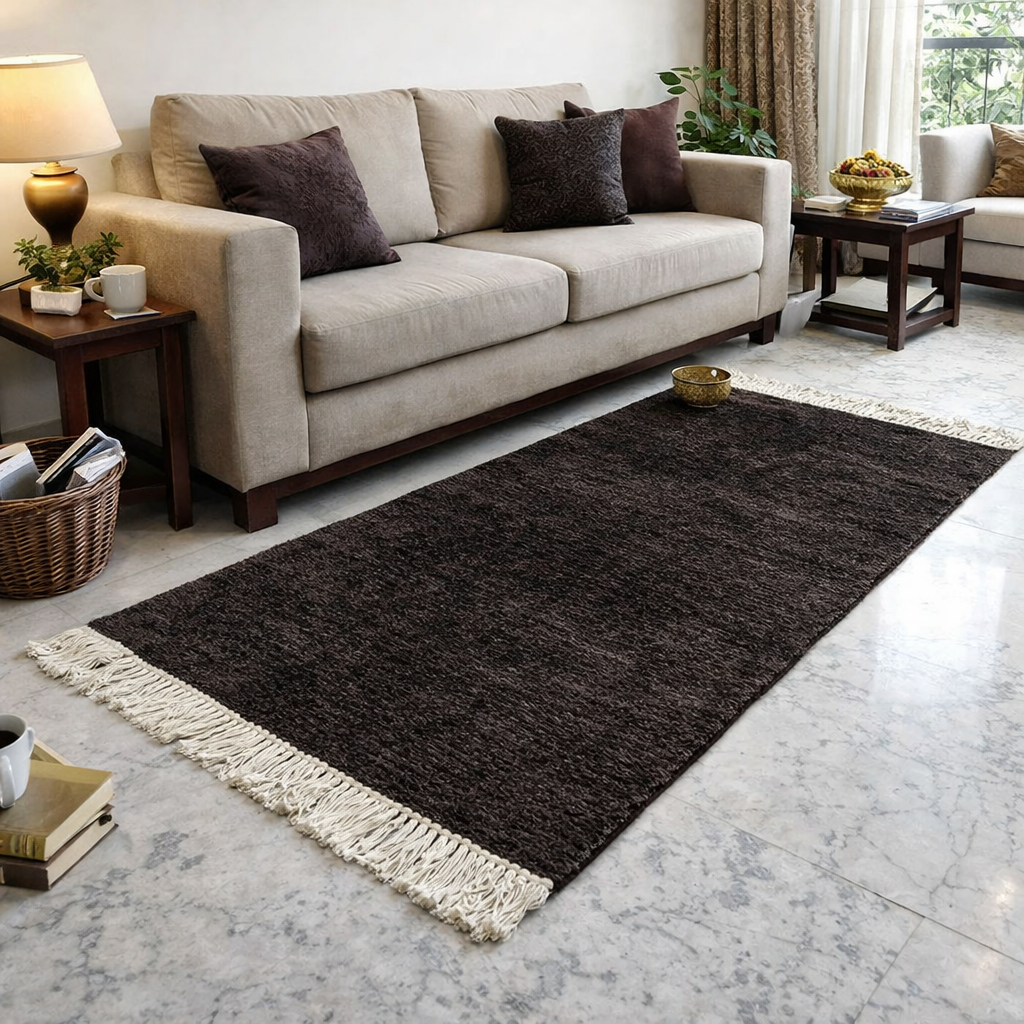 Value Deal-Avioni Carpet For Living Room Lux Wevani Collection - Modern Plain Rug -Coffee