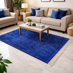 Clearance Sale-Avioni Carpets for Living Room – Wevani Collection Blue Solid Carpet/Rug – 90cm x 150cm (~3×5 Feet)