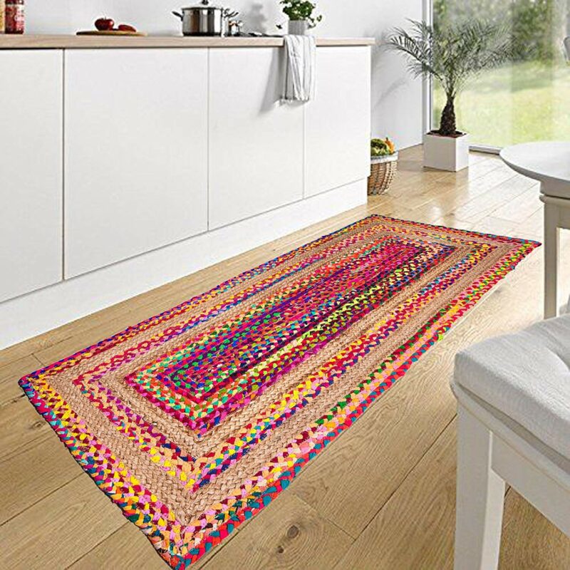 Coinkite Rug Braided Rug in Ecofriendly Recycled Cotton Chindi and Jute – Colorful ...