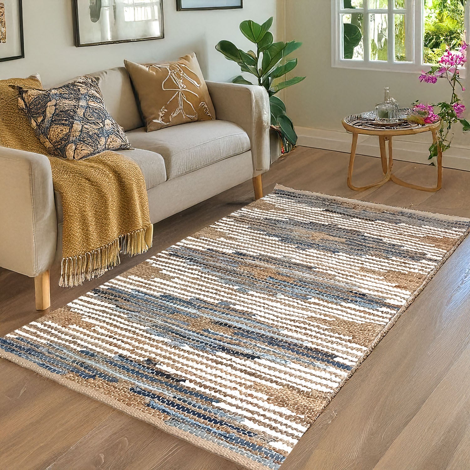 Avioni Home Eco Collection – Woven Cotton And Jute- Luxury Look -Multiple Siz