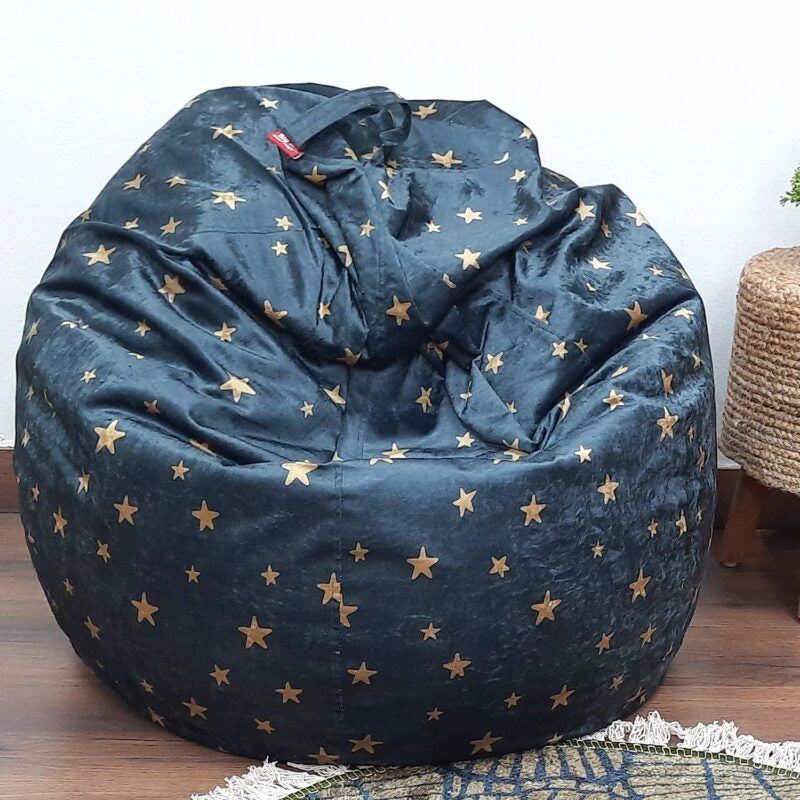 BIGMO Magic Stars Pattern Bean Bags XXL Velvet Very Luxurious Soft Touch and Easy to Wash – Separate Inner – With Beans