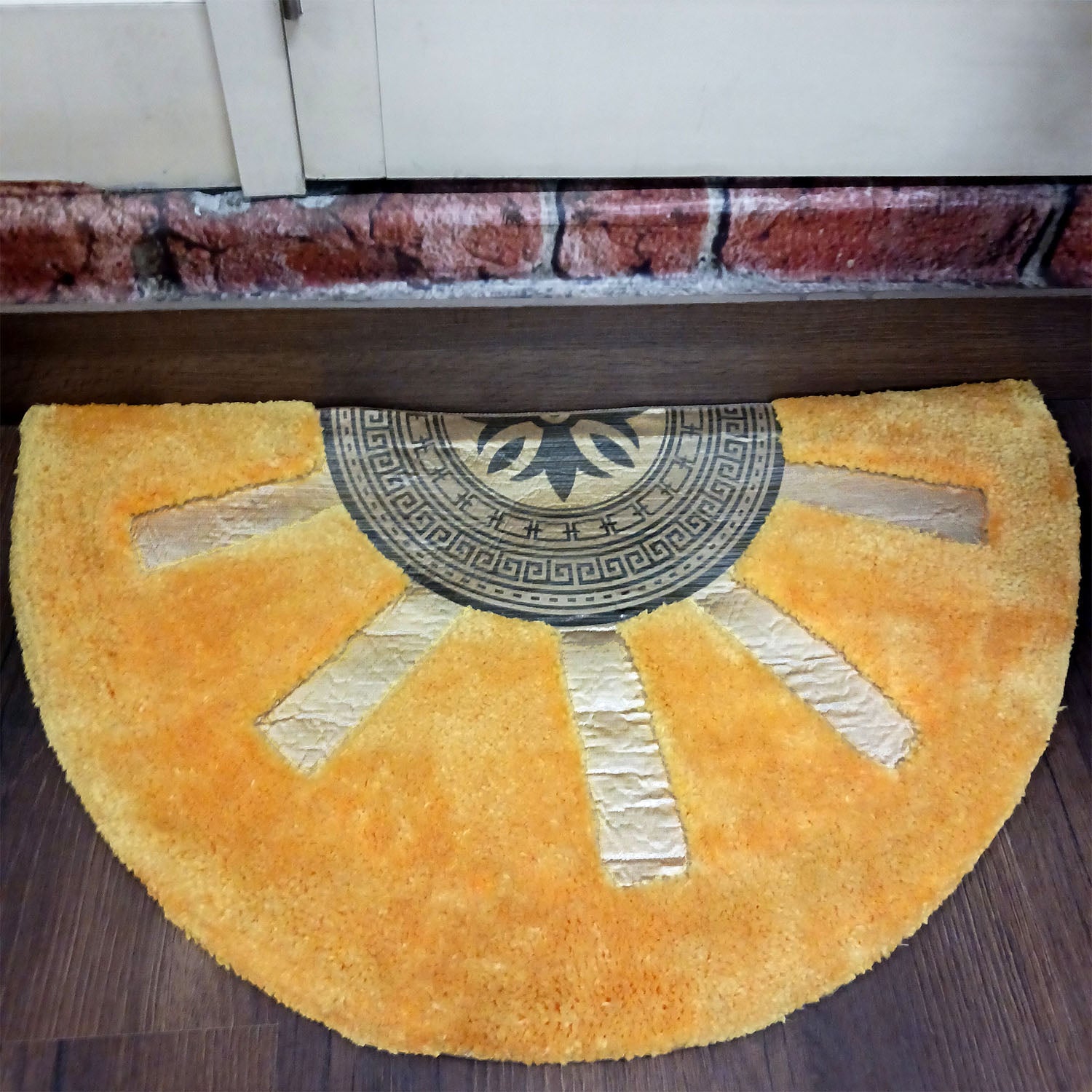 Avioni Divine Collection | Luxury Golden/Silver Touch Tufted Rug In Brightening Sun Soft And Plush Handmade Door Mats | Pooja Mats | BathMats -45 cms x 75 cms