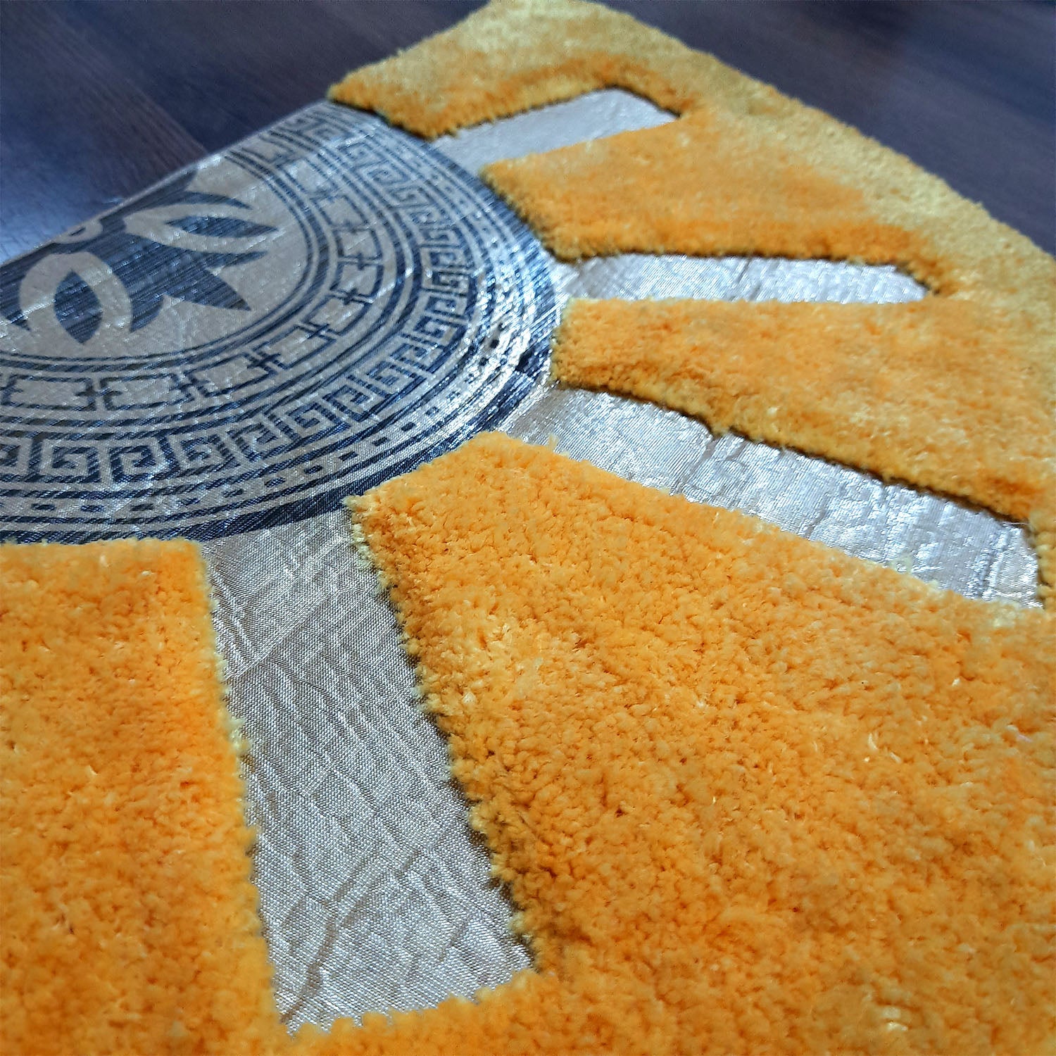 Avioni Divine Collection | Luxury Golden/Silver Touch Tufted Rug In Brightening Sun Soft And Plush Handmade Door Mats | Pooja Mats | BathMats -45 cms x 75 cms