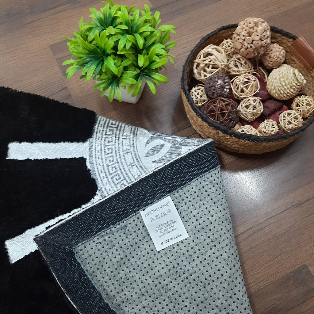 Avioni Divine Collection | Luxury Golden/Silver Touch Tufted Rug In Brightening Sun Soft And Plush Handmade Door Mats | Pooja Mats | BathMats -45 cms x 75 cms