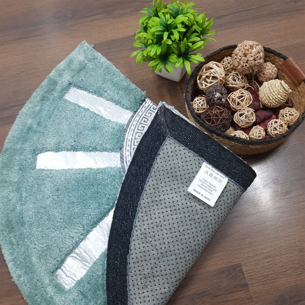 Avioni Divine Collection | Luxury Golden/Silver Touch Tufted Rug In Brightening Sun Soft And Plush Handmade Door Mats | Pooja Mats | BathMats -45 cms x 75 cms