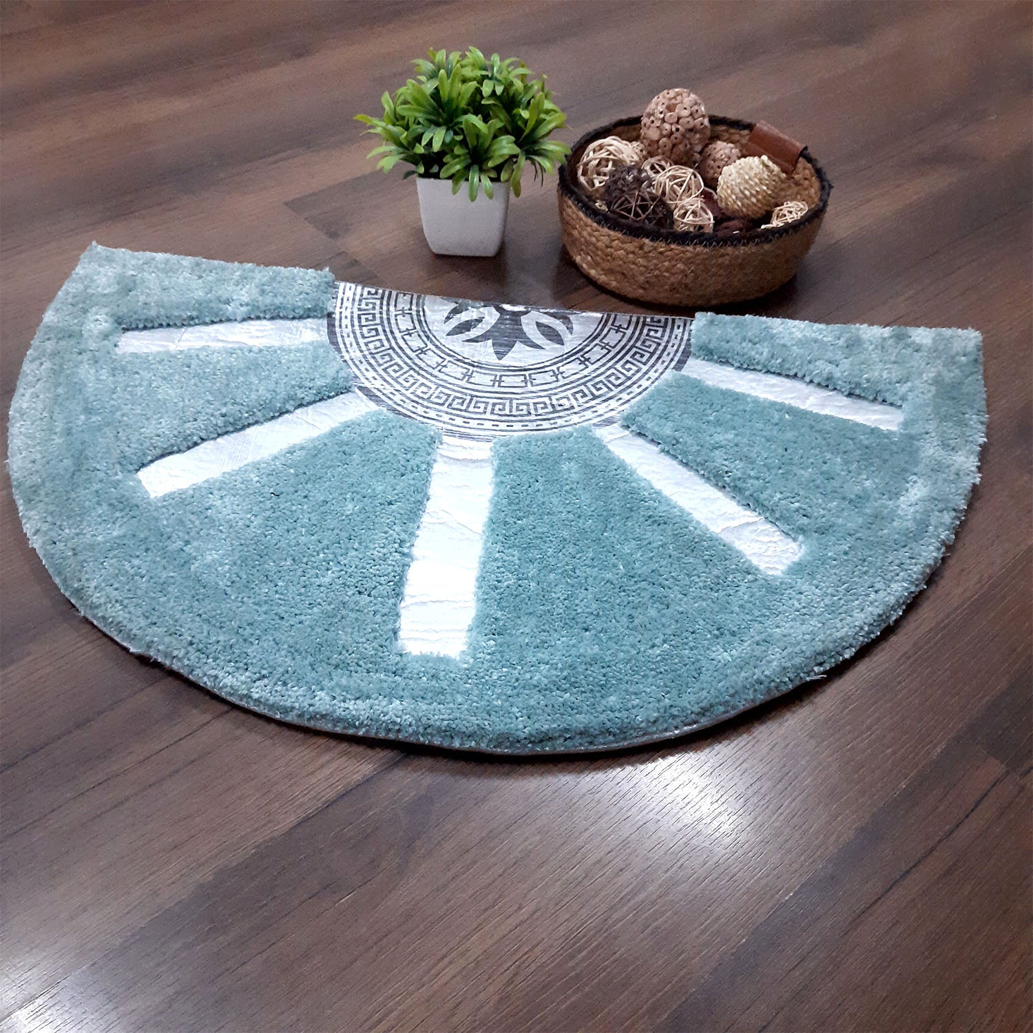 Avioni Divine Collection | Luxury Golden/Silver Touch Tufted Rug In Brightening Sun Soft And Plush Handmade Door Mats | Pooja Mats | BathMats -45 cms x 75 cms