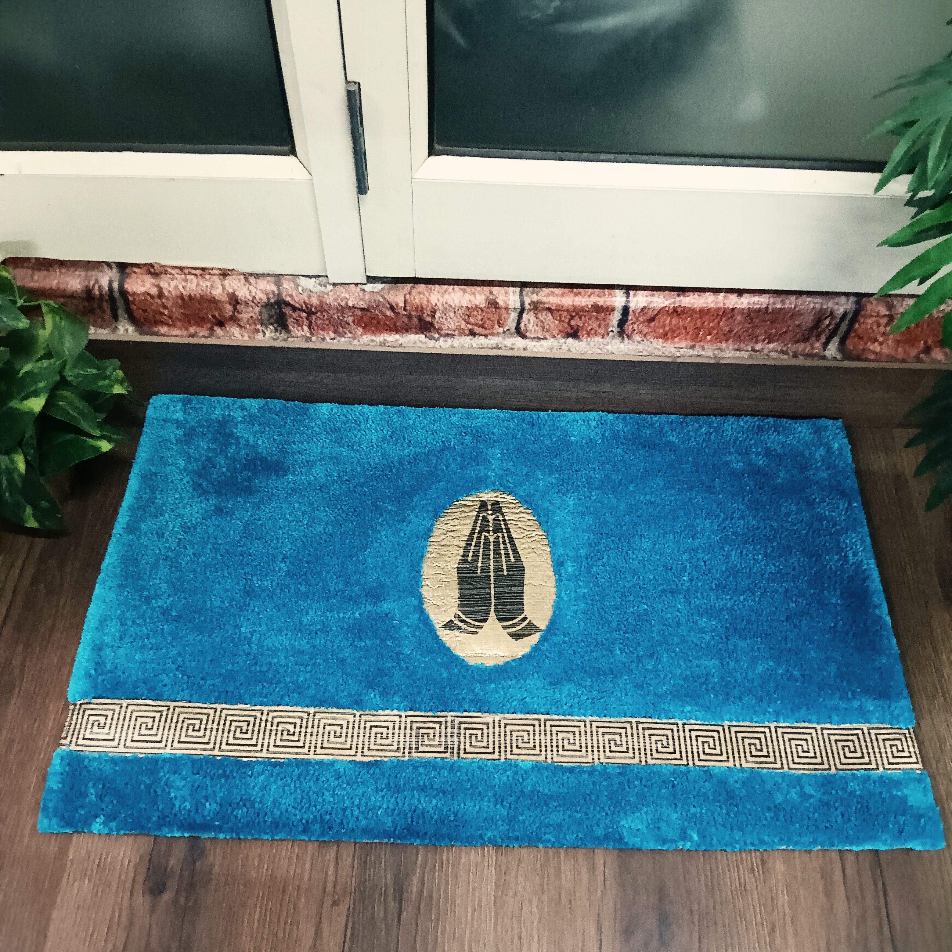 Avioni Divine Collection | Luxury Golden/Silver Touch Tufted Rug In Beautiful-Nameste Soft And Plush Handmade Door Mats | Pooja Mats | BathMats -45 cms x 75 cms