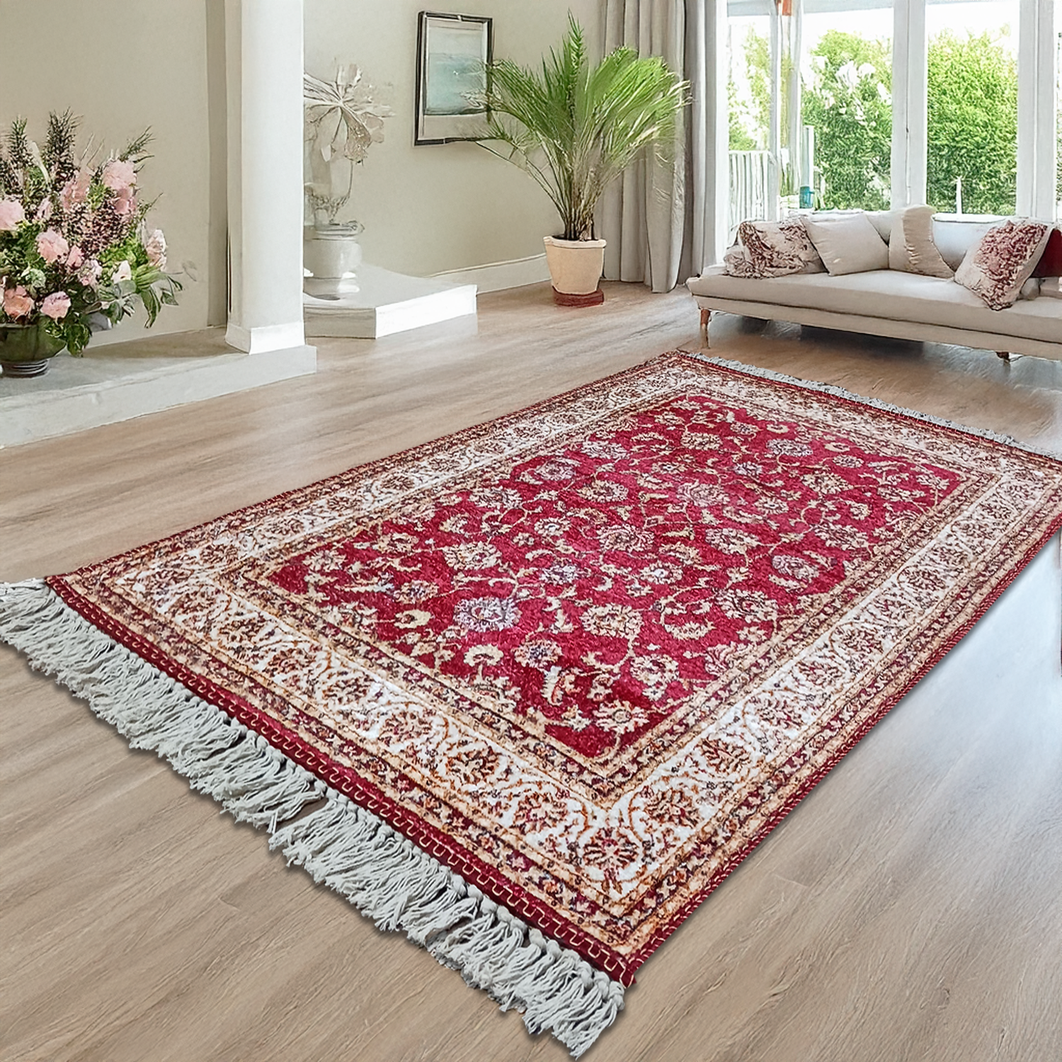 Silk Carpet Persian Design Collection Red – Living Room Rug - Avioni Home