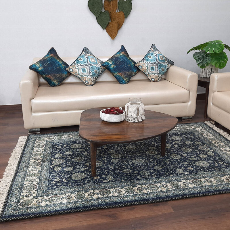 Faux Silk Carpet Beautiful Persian Design in Black – Carpet for Living Room – Avioni