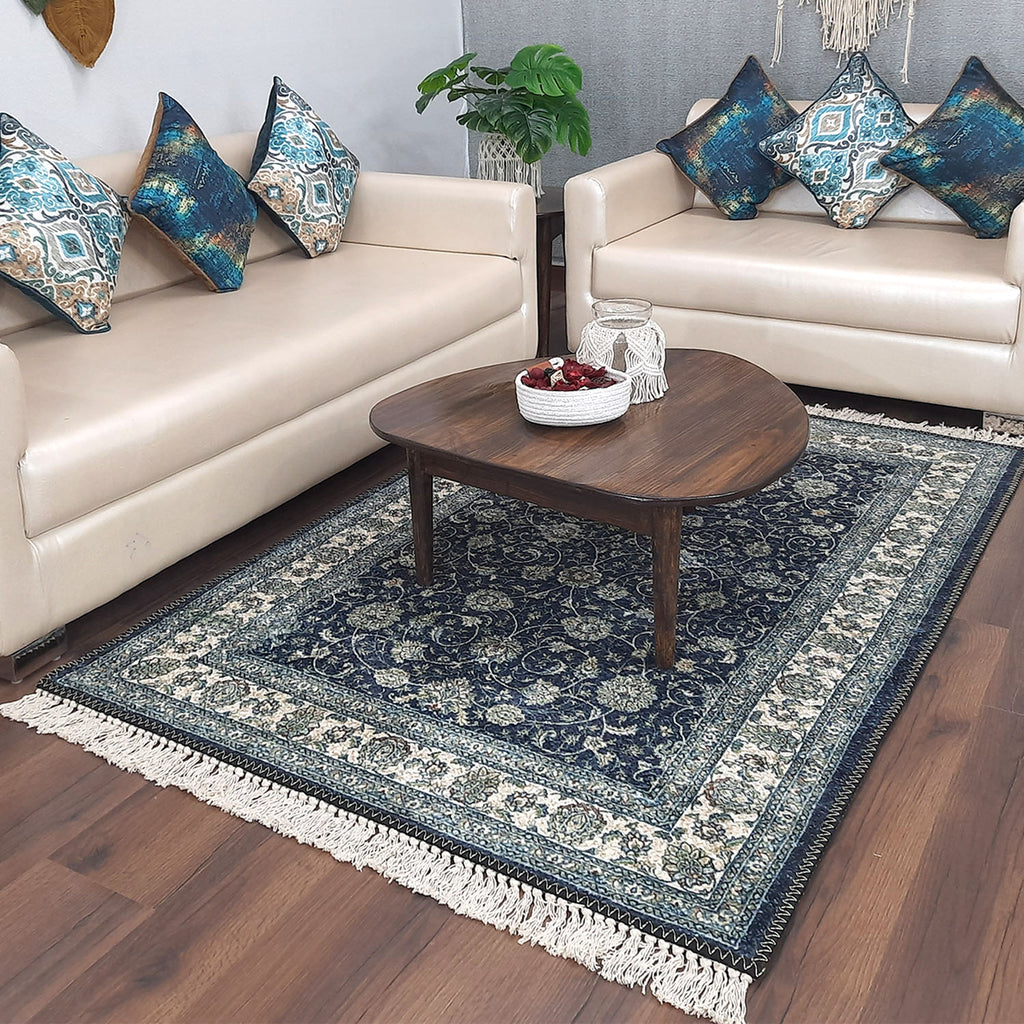 Faux Silk Carpet Beautiful Persian Design in Black – Carpet for Living Room – Avioni