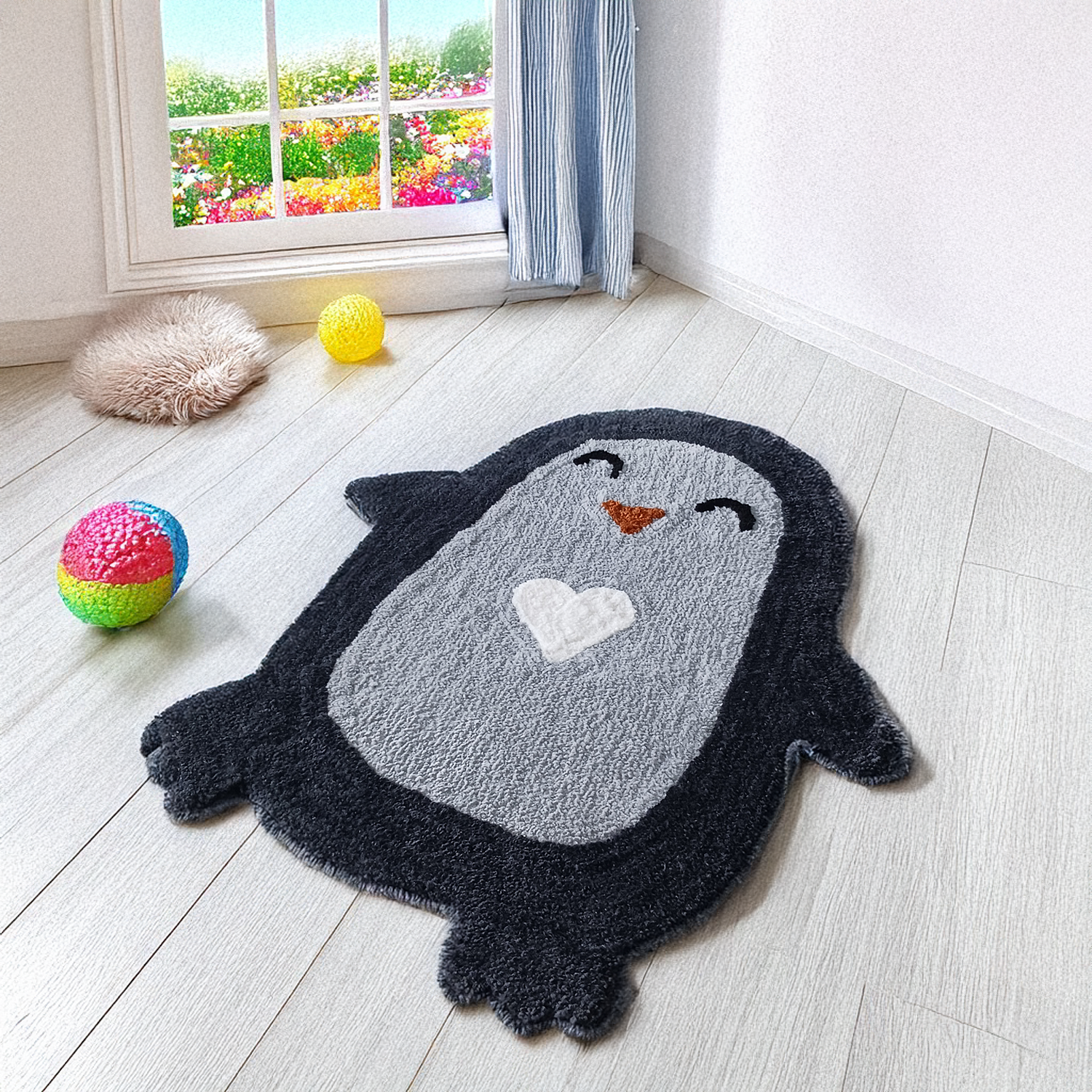 Penguin Cartoon Kids Rug – Buy Washable, Anti-Slip Carpet for Playroom- 60 cm x 90 cm