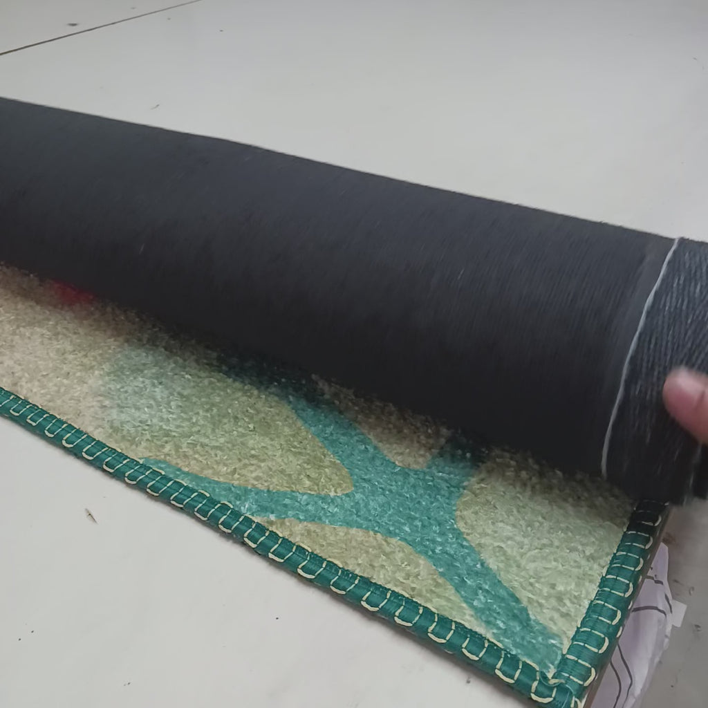 Avioni Luxurious Washable Modern Durable Handmade Vibrant Faux Silk Rug/Carpet In Green Floral