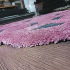 Avioni Home Rangoli Design Micro Yarn Round Carpet In Pink/Wine & Black| Soft, Non-Slip, Easy to Clean