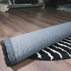 Avioni Home Atlas Collection - Moroccan Style Microfiber Round Carpet In White & Black| Soft, Non-Slip, Easy to Clean
