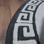 Avioni Home Atlas Collection - Greek Style Microfiber Round Carpet In Light and Dark Grey | Soft, Non-Slip, Easy to Clean