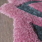 Avioni Home Rangoli Design Micro Yarn Round Carpet In Pink/Wine & Black| Soft, Non-Slip, Easy to Clean