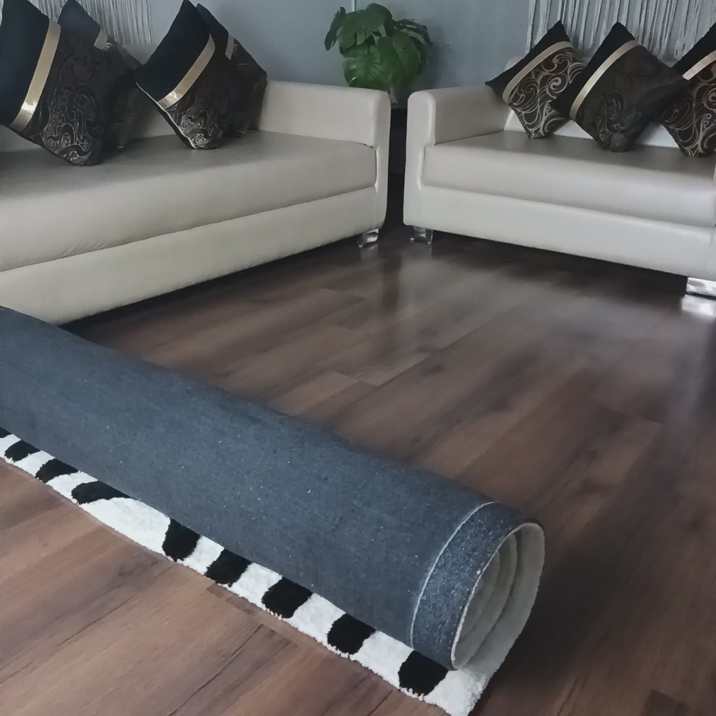 Avioni Home Microfiber 3D Monochrome Carpet In Black & Ivory| Soft, Easy to Clean