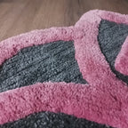 Avioni Home Rangoli Design Micro Yarn Round Carpet In Pink/Wine & Black| Soft, Non-Slip, Easy to Clean