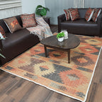 Avioni Kilim Design Inspired Natural Jute Rug with Cotton Backing