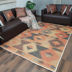 Avioni Kilim Design Inspired Natural Jute Rug with Cotton Backing