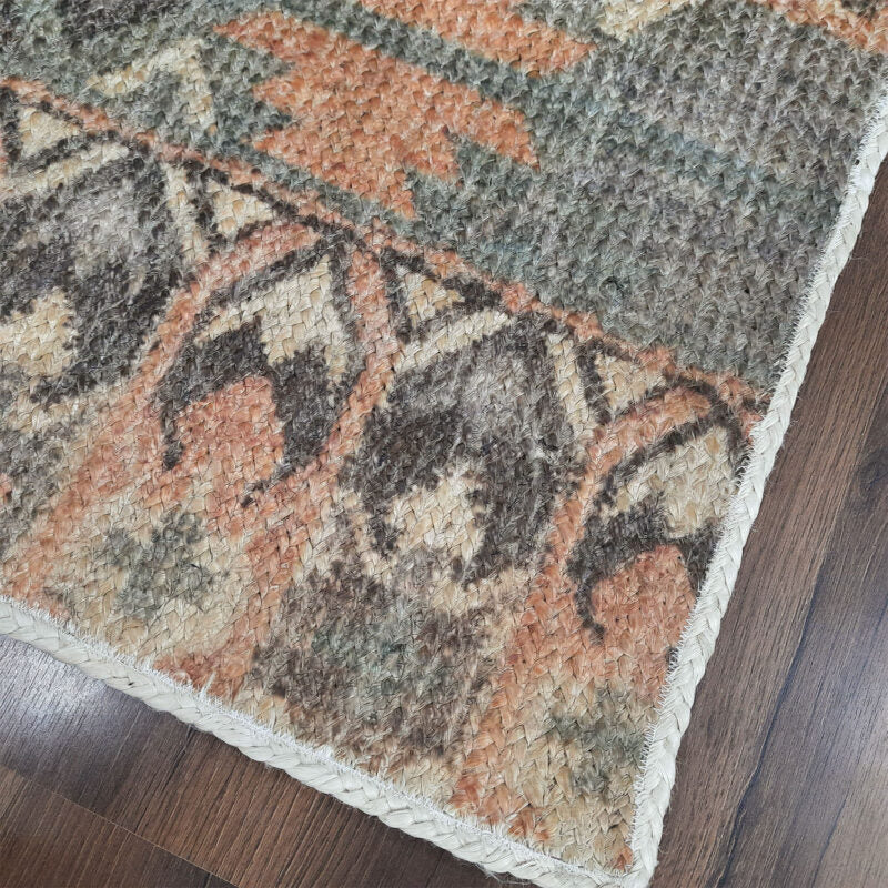 Avioni Kilim Design Inspired Natural Jute Rug with Cotton Backing | Multiple Sizes Available