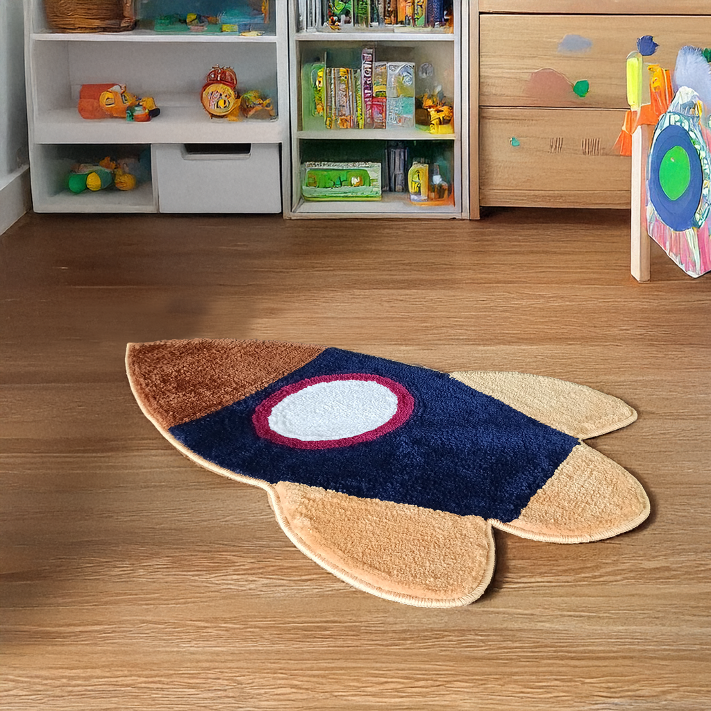 Rocket Theme Kids Rug – Buy Washable Carpet for Your Space- Loving Kids-60 cm x 90 cm
