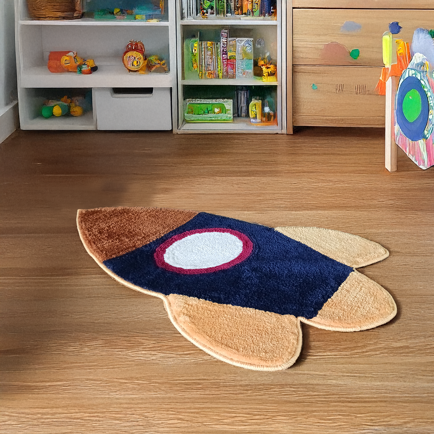 Rocket Theme Kids Rug – Buy Washable Carpet for Your Space- Loving Kids-60 cm x 90 cm