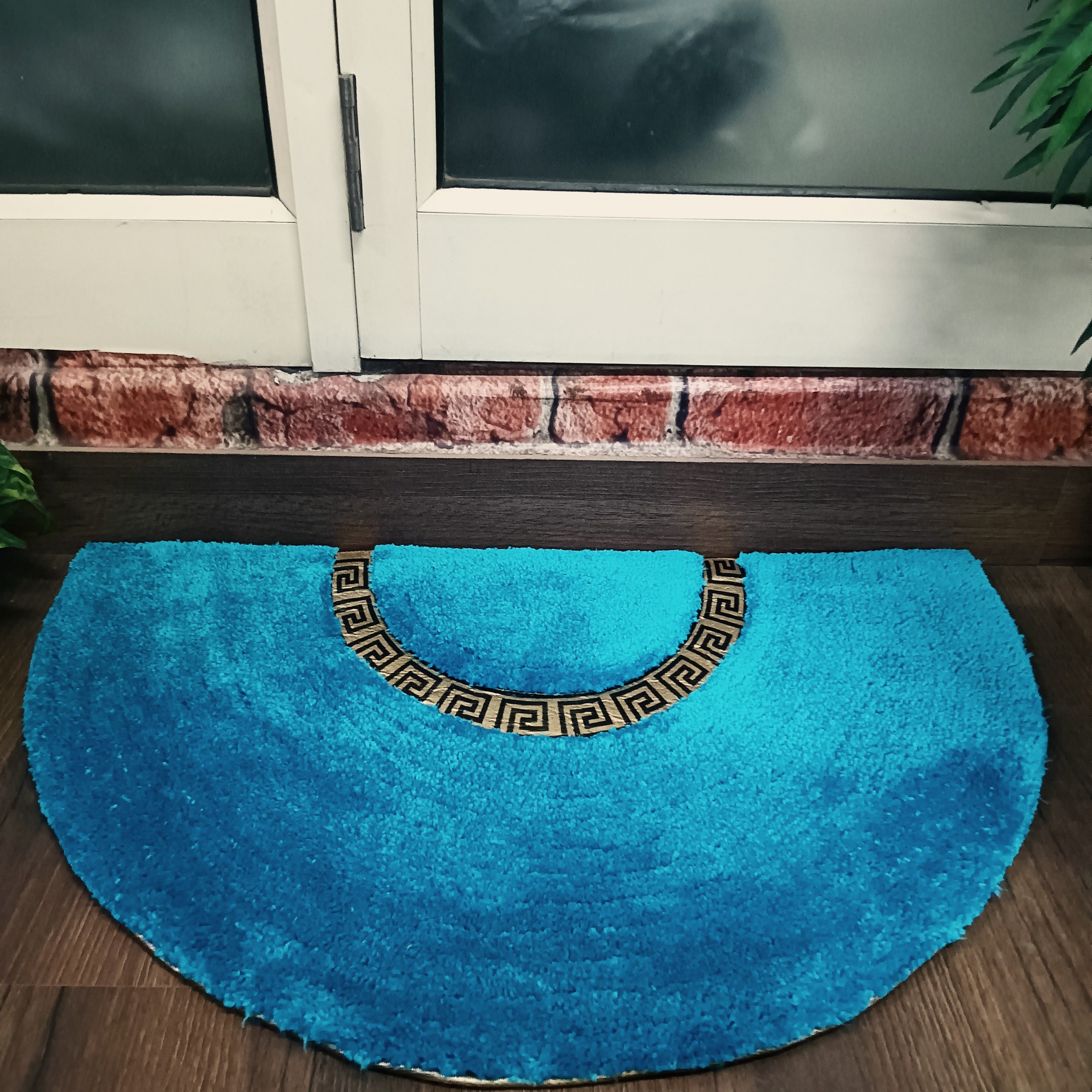 Avioni Divine Collection | Luxury Golden/Silver Touch Tufted Rug In Beautiful-D Shaped Soft And Plush Handmade Door Mats | Pooja Mats | BathMats -45 cms x 75 cms