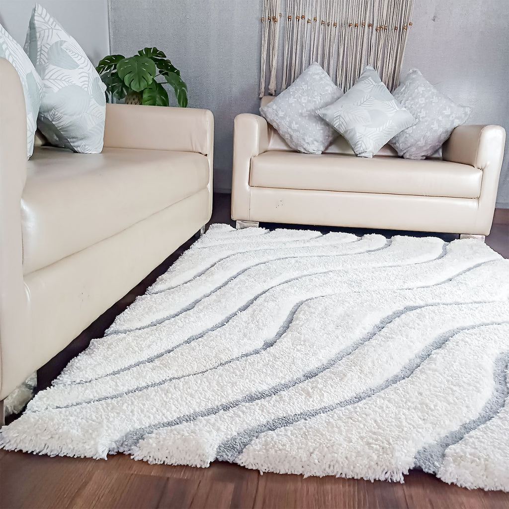 Avioni Atlas Collection- Micro Moroccan Waves Carpet In Cream And Ivory Shade-Different Sizes
