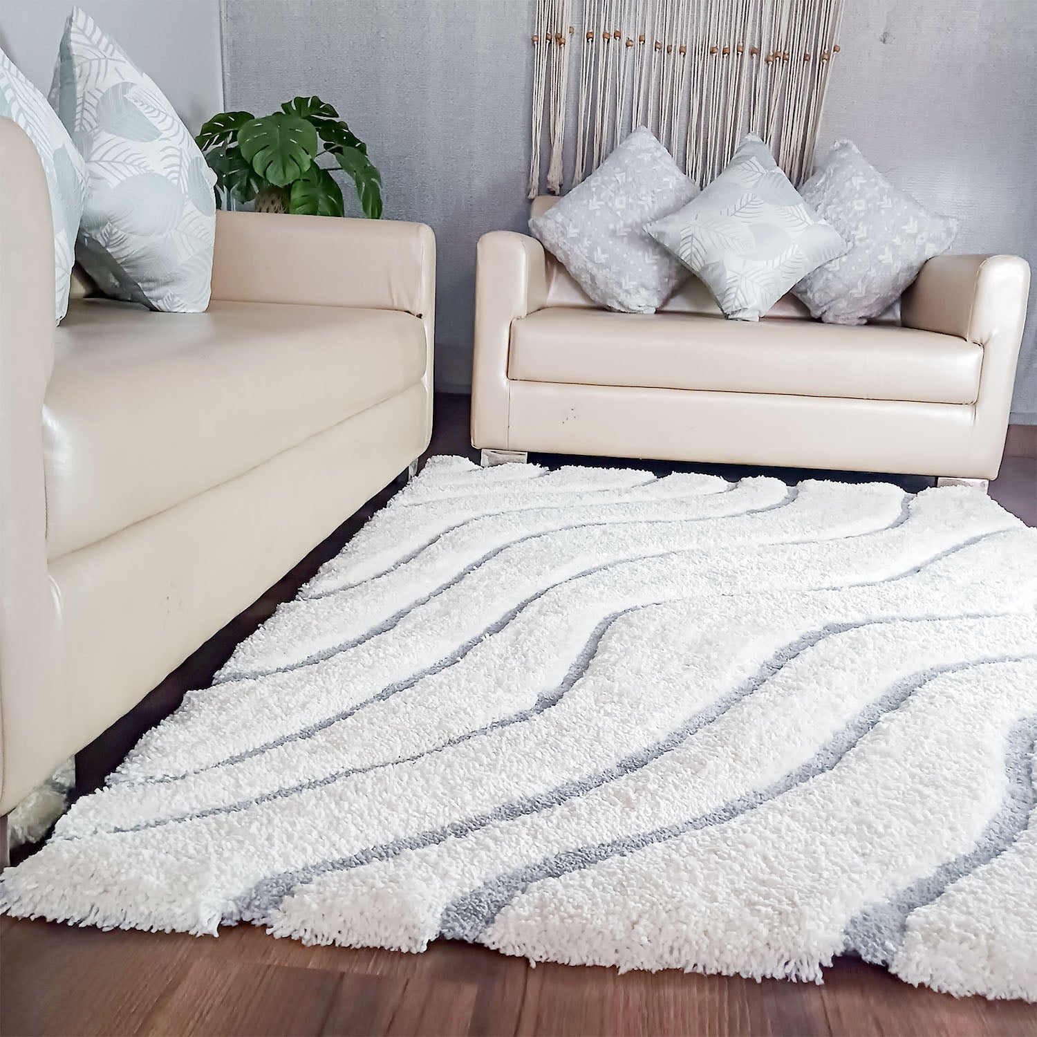Avioni Atlas Collection- Micro Moroccan Waves Carpet In Cream And Ivory Shade-Different Sizes