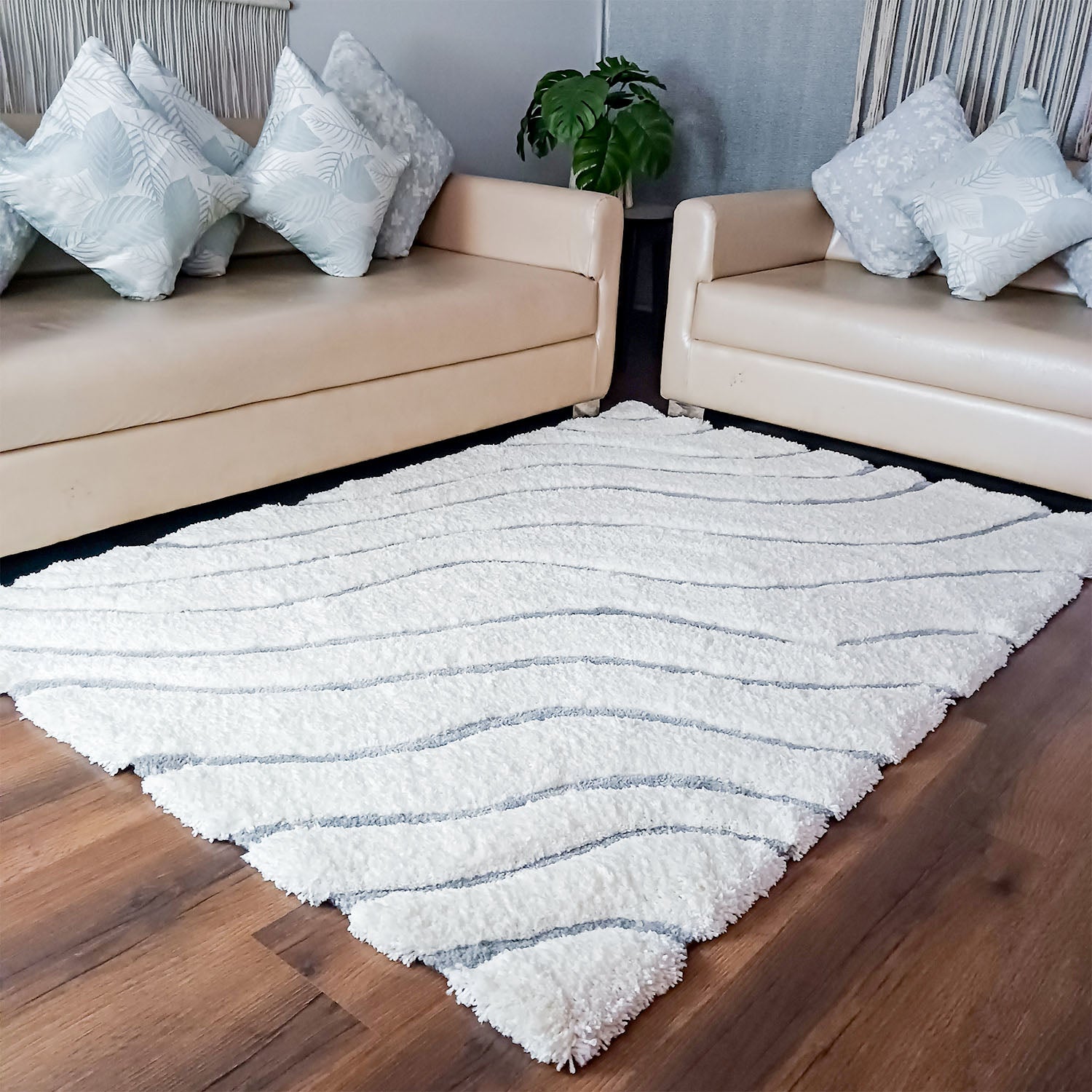 Avioni Atlas Collection- Micro Moroccan Waves Carpet In Cream And Ivory Shade-Different Sizes