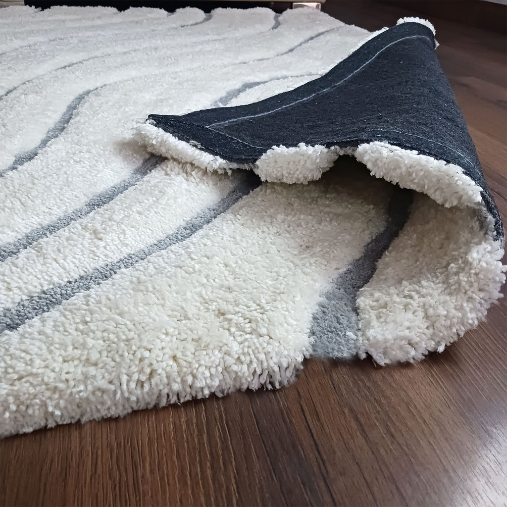 Avioni Atlas Collection- Micro Moroccan Waves Carpet In Cream And Ivory Shade-Different Sizes