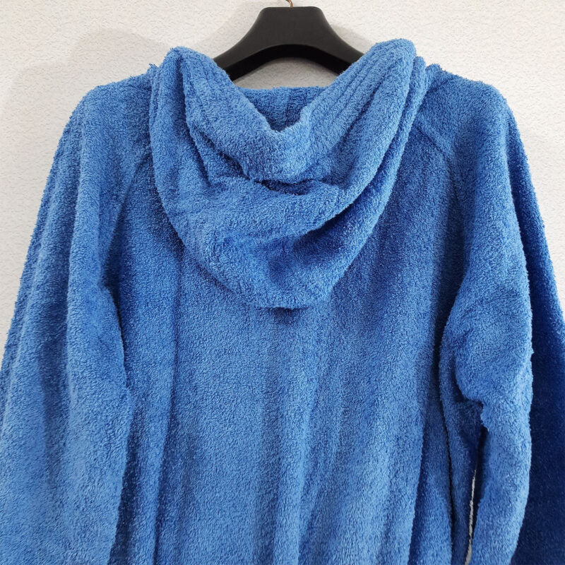 Avioni by Loomkart  | Very Fine Export Quality Bath Robes in Blue With Hood in Avioni Zip-Packing Unisex