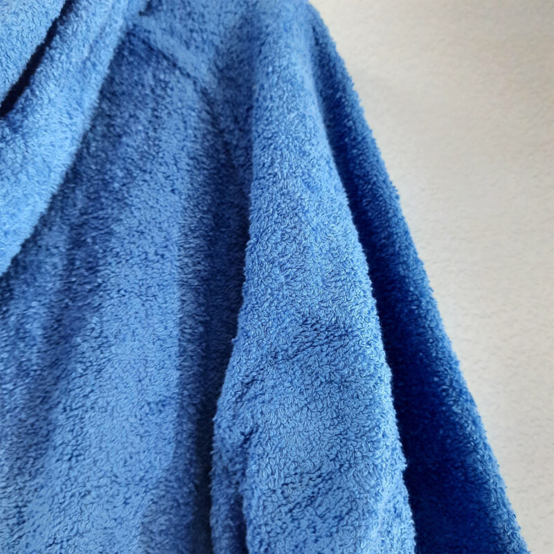 Price Drop | Loomkart Very Fine Export Quality Bath Robes in Blue With Hood in Avioni Zip-Packing Unisex
