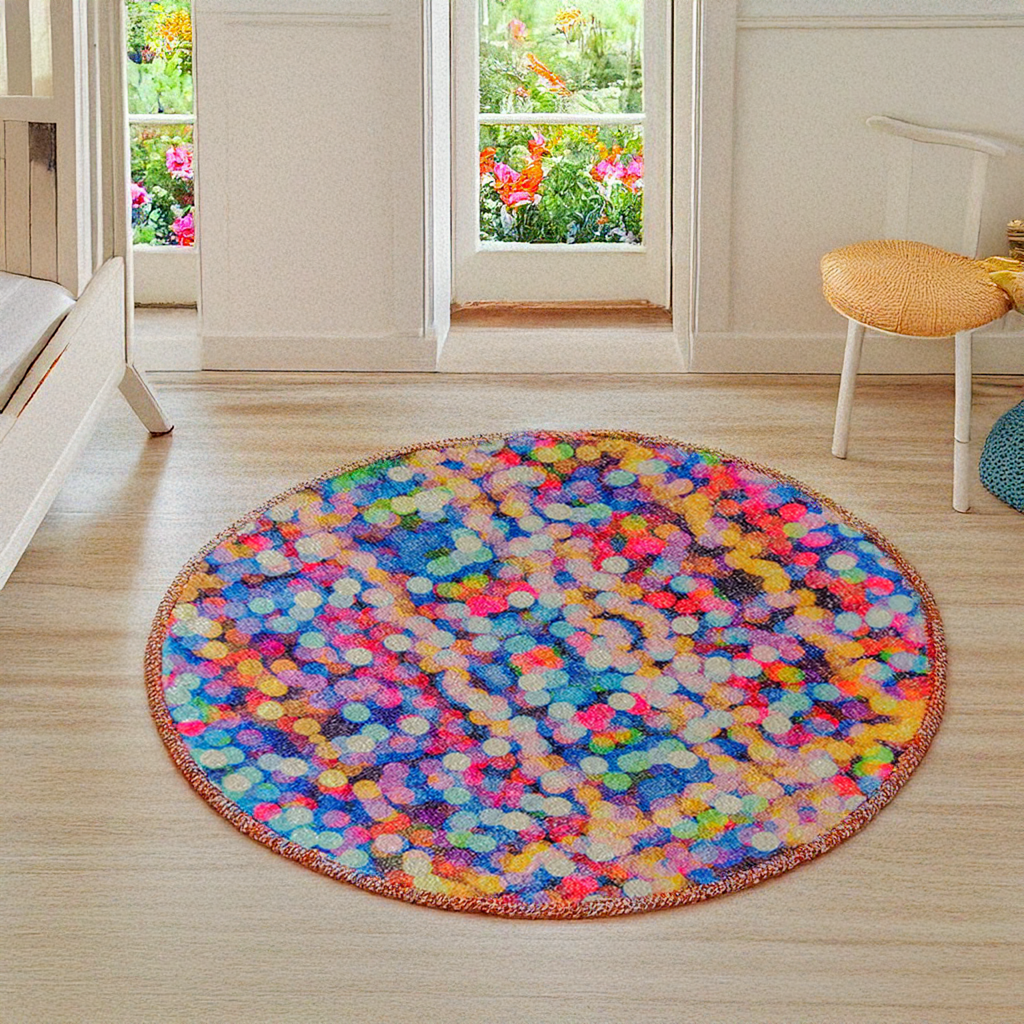 Avioni Carpet For Kids Room – Round Rug – Drops