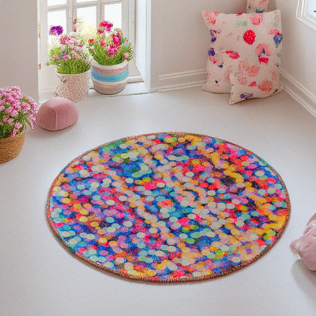 Avioni Carpet For Kids Room – Round Rug – Drops