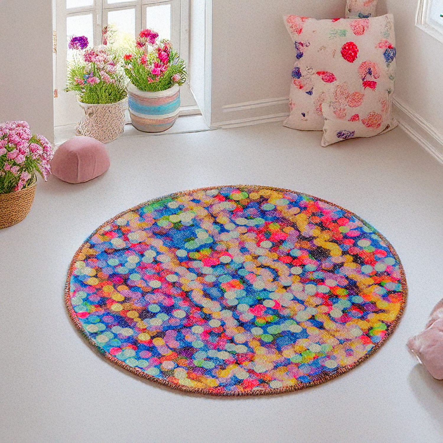 Avioni Carpet For Kids Room – Round Rug – Drops