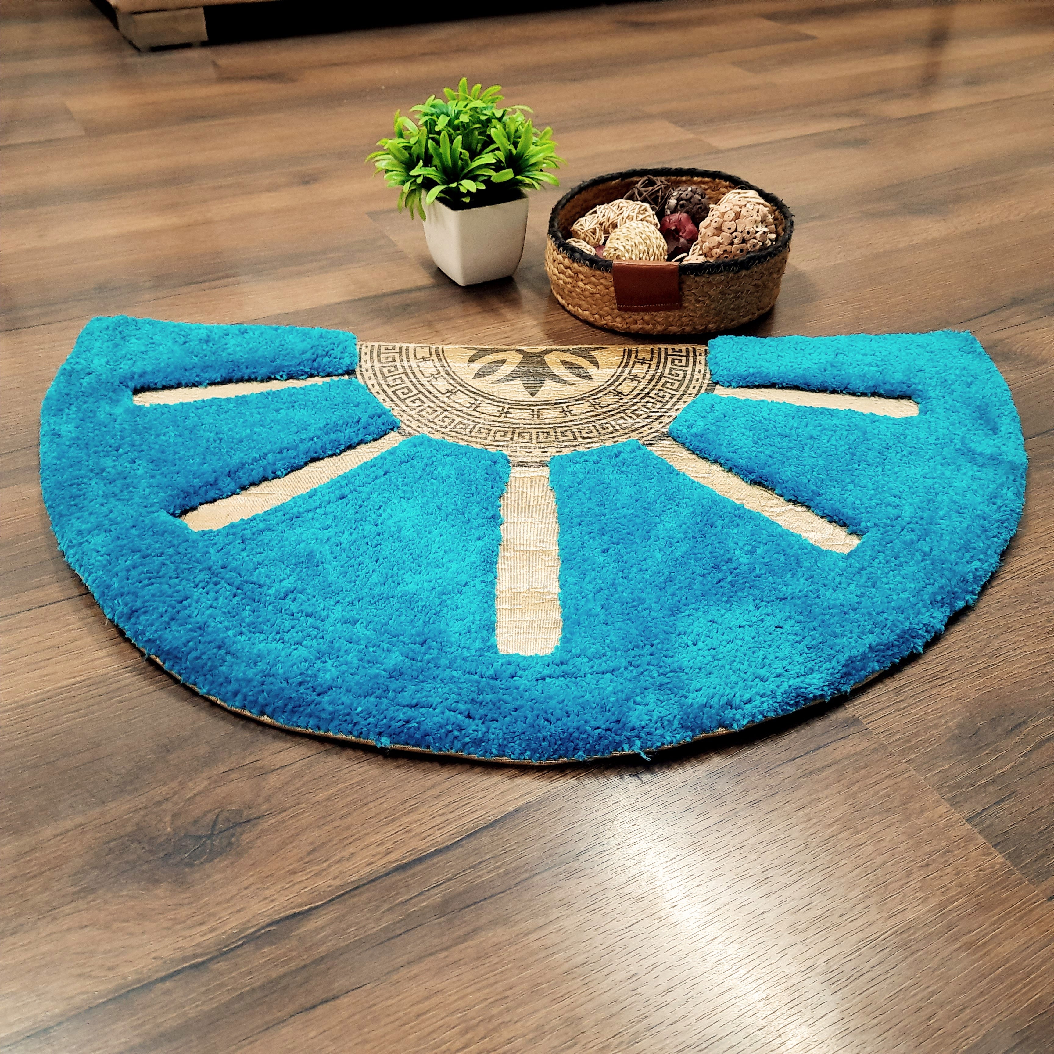 Avioni Divine Collection | Luxury Golden/Silver Touch Tufted Rug In Brightening Sun Soft And Plush Handmade Door Mats | Pooja Mats | BathMats -45 cms x 75 cms