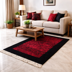 Avioni Carpets for Living Room – Wevani Collection Red And Black Carpet/Rug – 90cm x 150cm (~3×5 Feet)