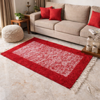Avioni Carpets for Living Room/Pooja Room – Wevani Collection Red And White Carpet/Rug – 90cm x 150cm (~3×5 Feet)