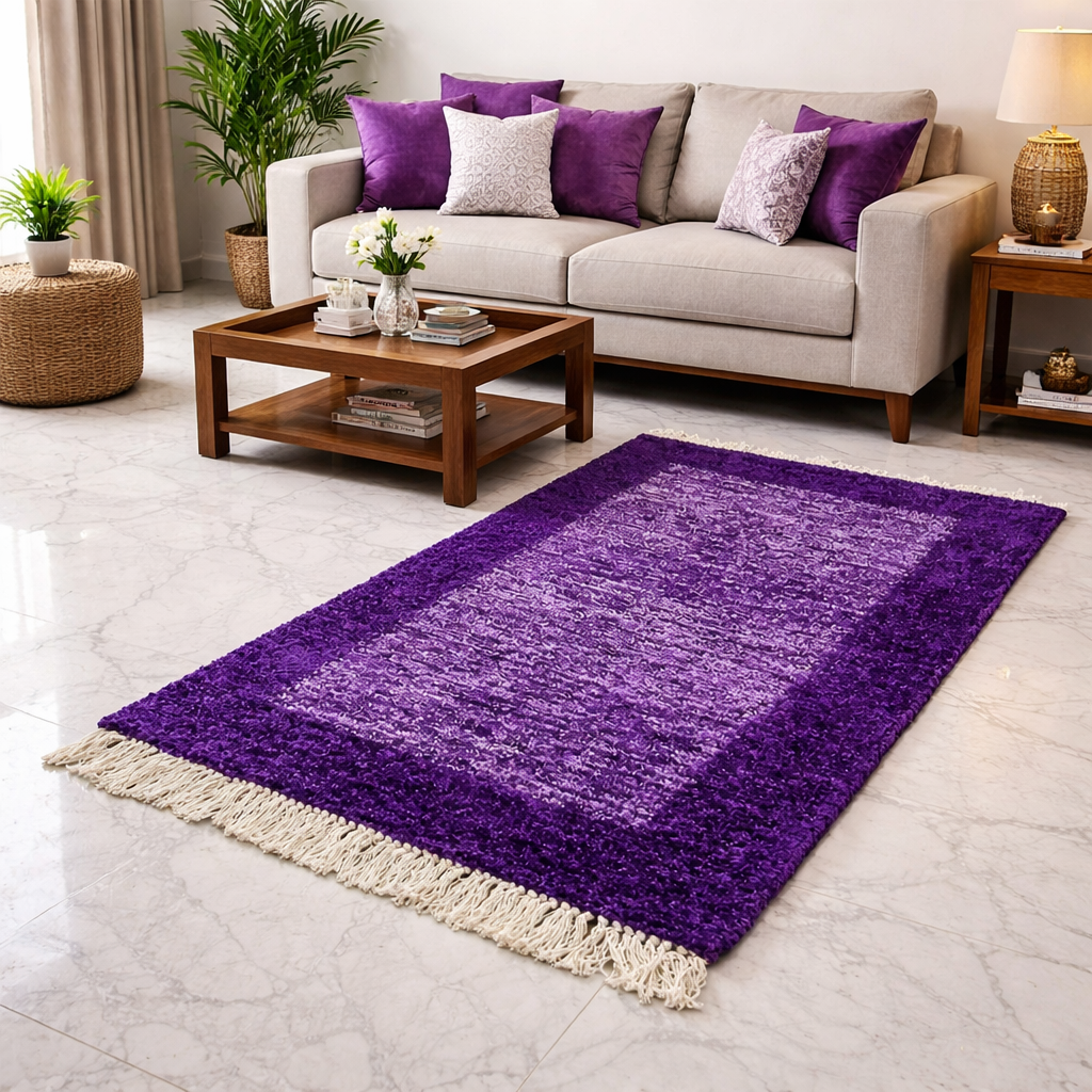 Avioni Carpets for Living Room/Pooja Room – Wevani Collection Purple Tid-Die Carpet/Rug – 90cm x 150cm (~3×5 Feet)