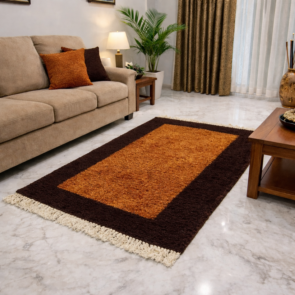 Avioni Carpets for Living Room/Pooja Room – Wevani Collection Brown And Coffee Carpet/Rug – 90cm x 150cm (~3×5 Feet)