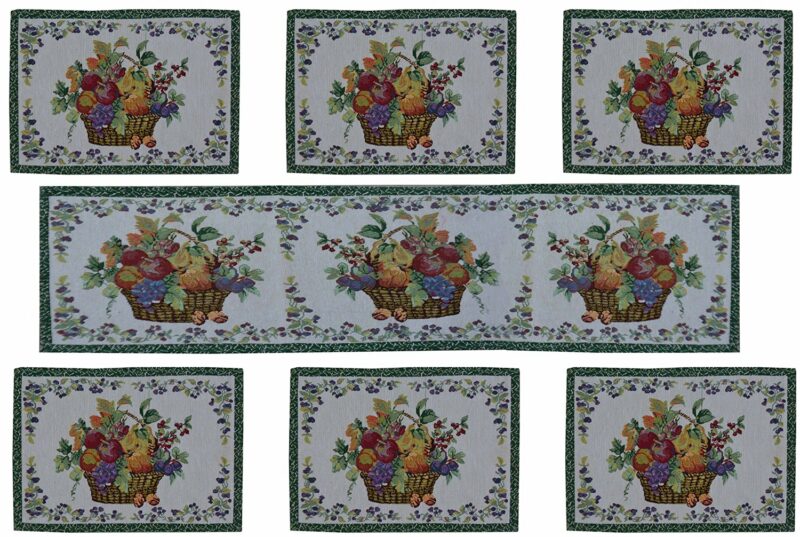 Beautiful Floral Table Mats With Runner (Set of Seven) by Avioni