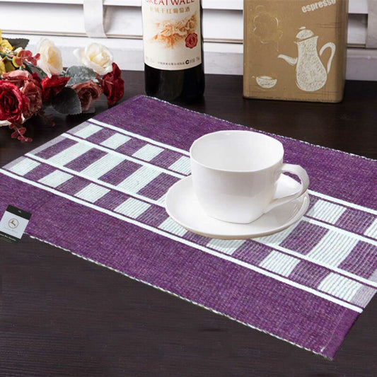 Avioni Premium Cotton Ribbed Table Mats Horizon Collection Export Quality Purple Design ( Set of 7)