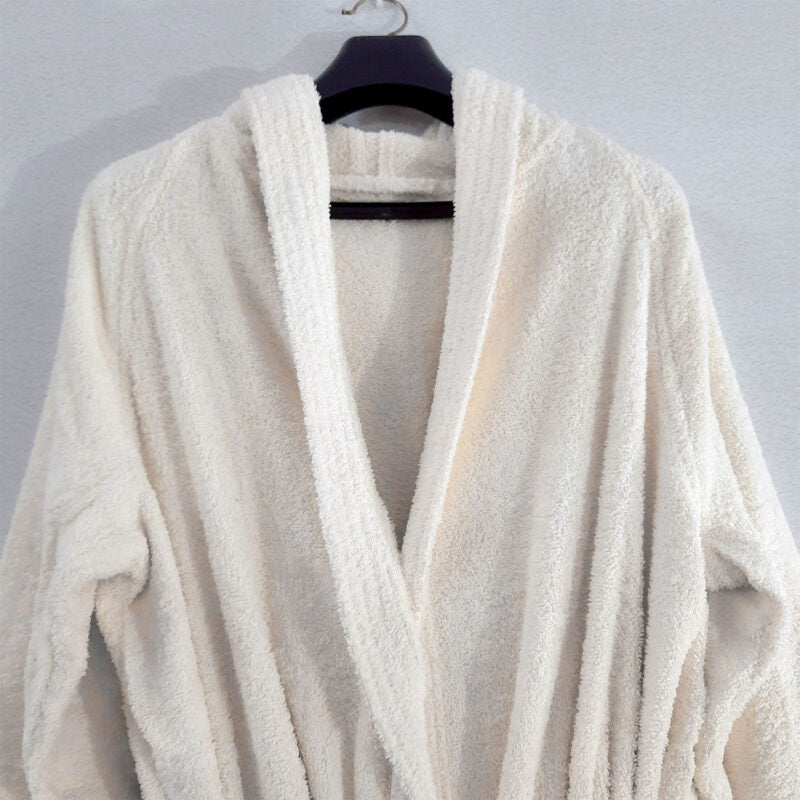 Bathrobes With Hood 100% Cotton Fine Quality in White Cream Color by Avioni