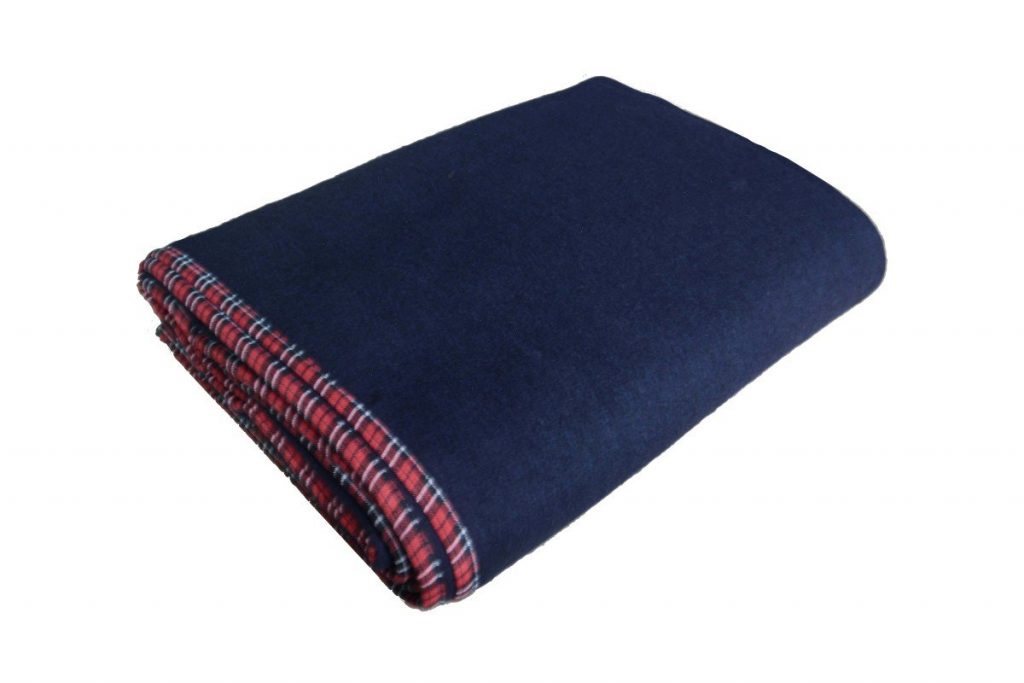 Woolen Blankets – Blue Bonfire Check Border- set of 2 Blankets – MSF-150cm x 225cm (~60" X 90")