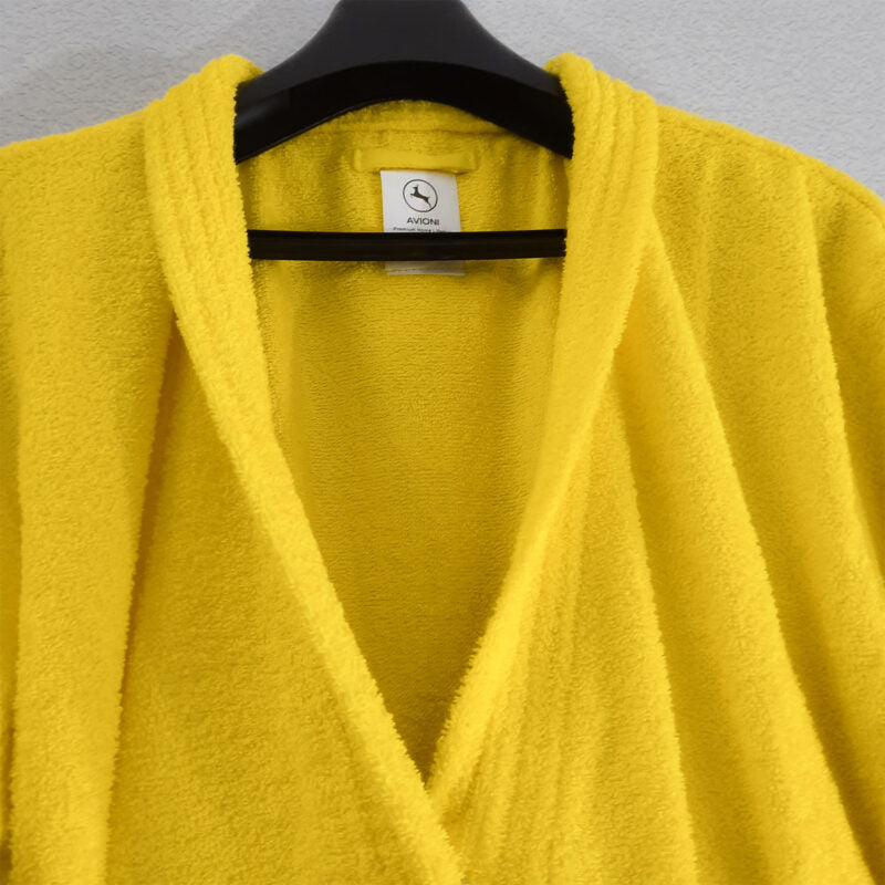 Avioni by Loomkart | Very Fine Export Quality Bath Robes in Yellow in Avioni Zip-Packing- Standard Size