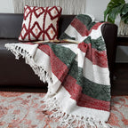 Avioni Sofa Throws/Blankets Super Soft Acrylic Handloom Weaved Red Green (Aura Collection)-127×152 cm (50 x 60 Inch)