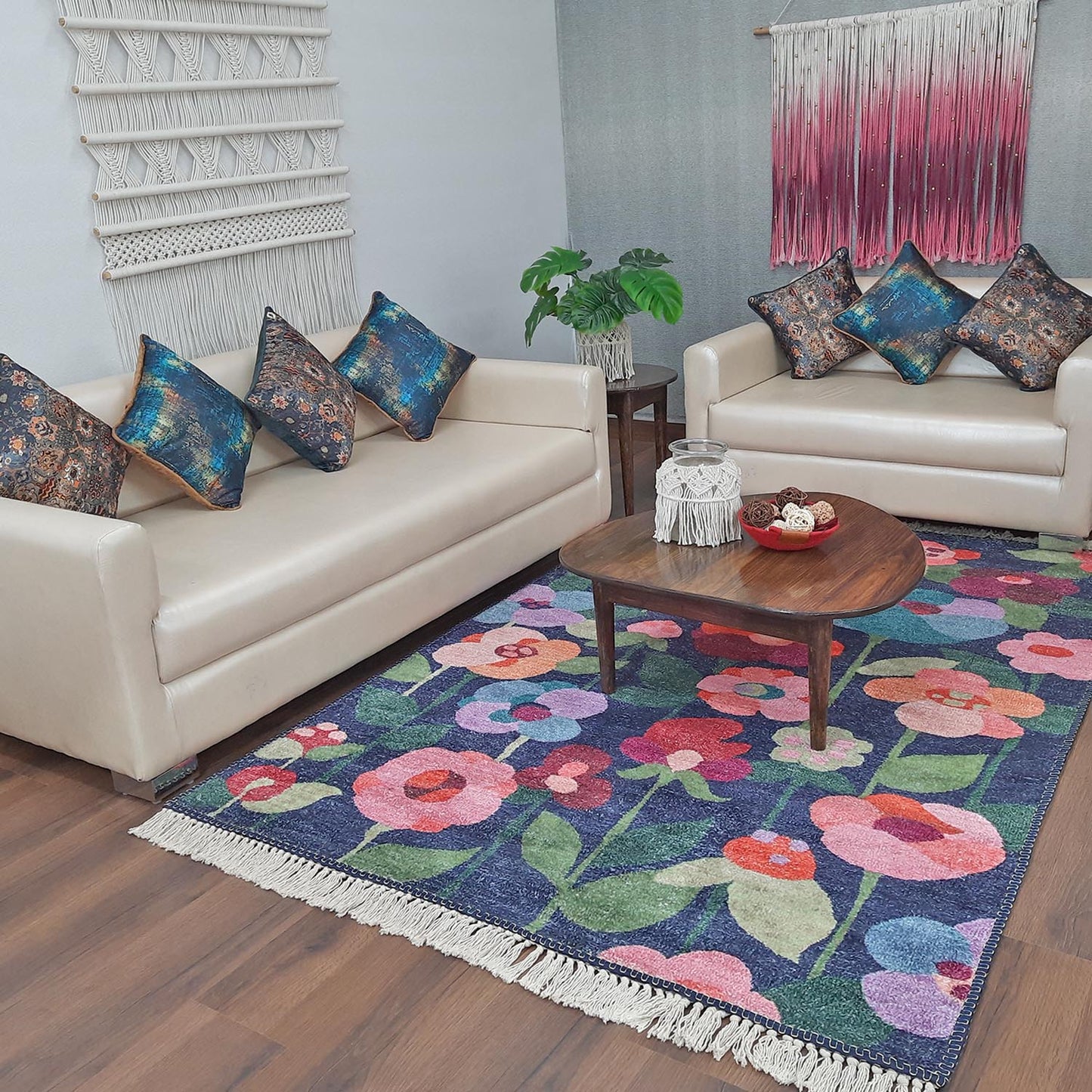 Silk Carpet Modern Blooming Flowers Design – Living Room Rug – Avioni