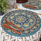 All Natural Round Cotton Braided Mats- “Natura Collection By Avioni”-Washable-Rangoli Design-Good for Gifting (38 cms Diameter)